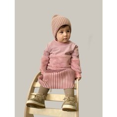 Шапка бини MI ROPA, размер 44/54, бледно-розовый