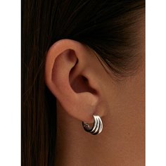 Серьги конго MIESTILO, серебро, 925 проба, родирование, длина 1.5 см, , серебристый, белый, серый