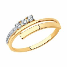Кольцо Diamant online, красное золото, 585 проба, фианит, размер 17.5, прозрачный