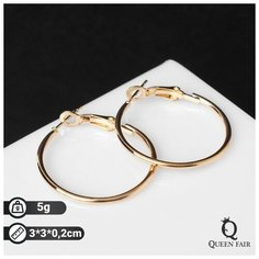 Серьги конго Queen Fair, размер 30 мм, золотистый