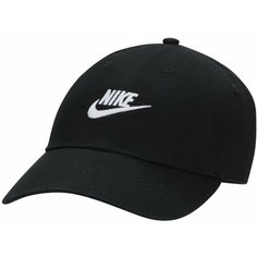 Бейсболка NIKE CLUB UNSTRUCTURED FUTURA WASH CAP, размер S/M, черный