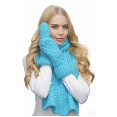 Варежки LAMBONIKA, размер 7-8, бирюзовый