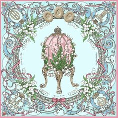 Платок Русские в моде by Nina Ruchkina,90х90 см, blue