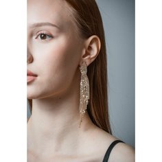 Серьги, искусственный камень, золотистый Бантами