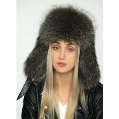 Шапка ушанка Меховые Кружева, размер 55-56, темно-серый