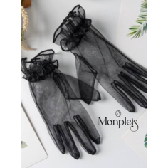 Перчатки MONPLEIS Вечерняя коллекция, размер onesize (6-7), черный/прозрачный