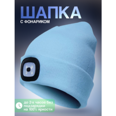Шапка бини Шапка с фонариком, размер универсальный, светло-голубой Liku