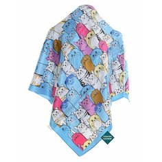 Платок LS DULАNNA,90х90 см, синий, желтый, розовый, черный
