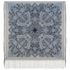 Платок Павловопосадская платочная мануфактура,148х148 см, серый