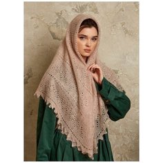 Платок Русские мотивы,130х130 см, карамельный