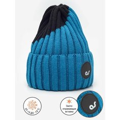 Шапка бини ARTEL, размер 54, черный, бирюзовый Артель