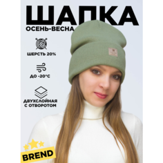Шапка бини LanaCaps Магда, размер 54-56, гороховый