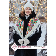 Платок Павловопосадская платочная мануфактура,89х89 см, белый