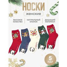 Носки , комплект, 5 пар, размер 36-39, красный The Noski