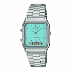Наручные часы CASIO, серебряный, бирюзовый