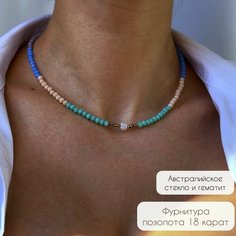 Чокер, стекло, длина 35 см, разноцветный Нет бренда