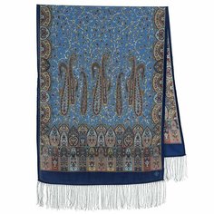 Шарф Павловопосадская платочная мануфактура,150х60 см, one size, синий