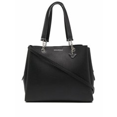 Сумка тоут EMPORIO ARMANI, фактура зернистая, черный
