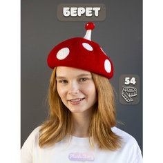 Берет Plush Story, размер 54/56, красный
