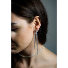 Серьги, искусственный камень, стекло, белый, серебряный, бесцветный Бантами