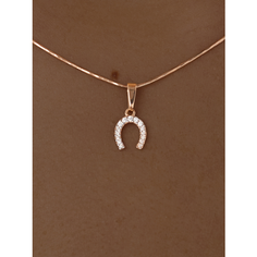 Подвеска Ювелир Карат, красное золото, 585 проба, фианит, размер 1.6 см., белый/золотой