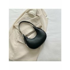 Сумка хобо Корё бьюти, фактура матовая, гладкая, черная