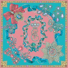 Платок Русские в моде by Nina Ruchkina,90х90 см, blue