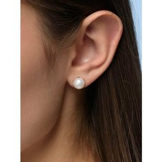 Серьги пусеты Argentum, серебро, 925 проба, золочение, жемчуг, размер 10 мм, длина 1.7 см, , золотистый Аргентум