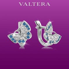 Серьги VALTERA, серебро, 925 проба, фианит, , голубой