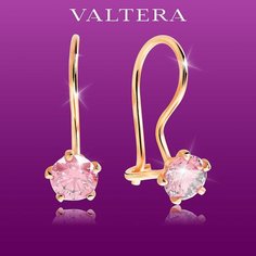 Серьги VALTERA, серебро, 925 проба, золочение, фианит, размер 15 мм, длина 1.5 см, , розовый