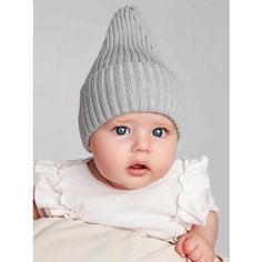 Шапка бини , размер 36-40 (0-1 мес), серая Нет бренда