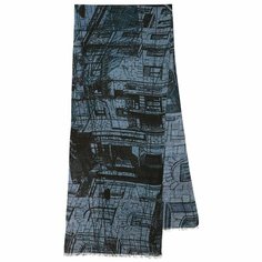 Шарф Павловопосадская платочная мануфактура,190х40 см, one size, синий/черный