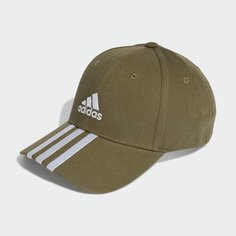 Бейсболка adidas 3-Stripes Cotton Twill Baseball Cap, размер OS, olive strata/white