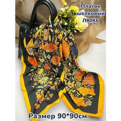 Платок GOLDEN GALA,90х90 см, желтый/черный