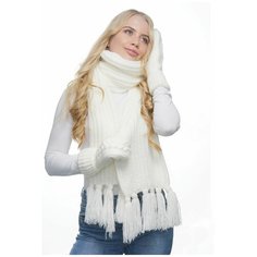 Шарф LAMBONIKA,215х29 см, one size, молочный