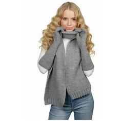 Шарф LAMBONIKA,170х23 см, one size, серый