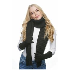 Шарф LAMBONIKA,170х23 см, one size, черный