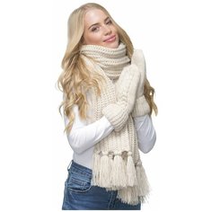Шарф LAMBONIKA,215х29 см, one size, слоновая кость