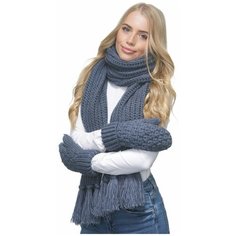 Шарф LAMBONIKA,215х29 см, one size, синий