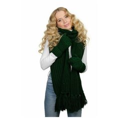 Шарф LAMBONIKA,215х29 см, one size, изумрудный