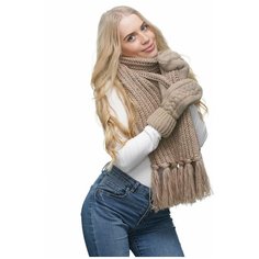 Шарф LAMBONIKA,215х29 см, one size, бежевый