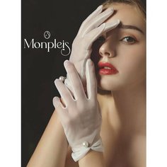 Перчатки MONPLEIS Свадебная коллекция, размер onesize (6-7), белый, бесцветный