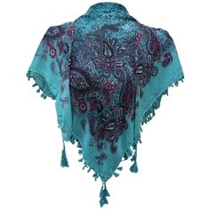 Платок Crystel Eden,100х100 см, бирюзовый