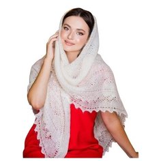 Платок Русские мотивы,130х130 см, белый