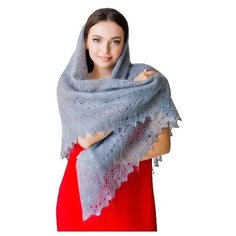 Платок Русские мотивы,130х130 см, серый
