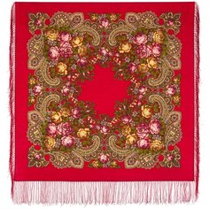 Платок Павловопосадская платочная мануфактура,89х89 см, красный