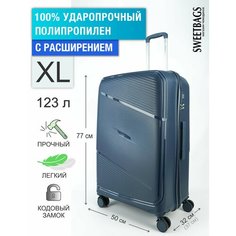 Чемодан Sweetbags, 123 л, размер XL, темно-синий
