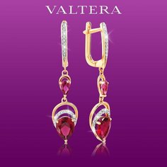 Серьги VALTERA, красное золото, 585 проба, рубин, бриллиант, длина 3.7 см, , золотой