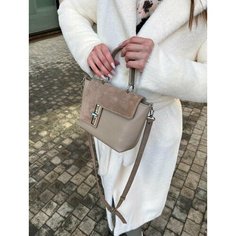 Сумка кросс-боди Shapely, фактура бархатистая, молочная