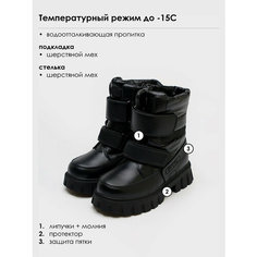 Ботинки playToday, размер 34, черный